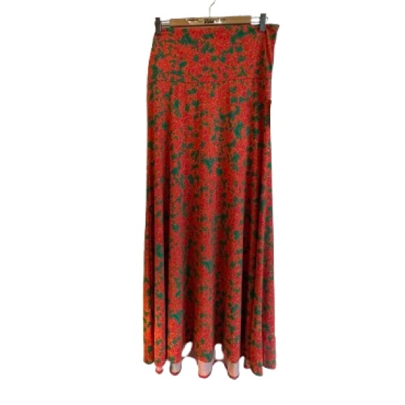 LuLaRoe Dresses & Skirts - LuLaRoe Red Floral Maxi Skirt with Green Accents - Size L